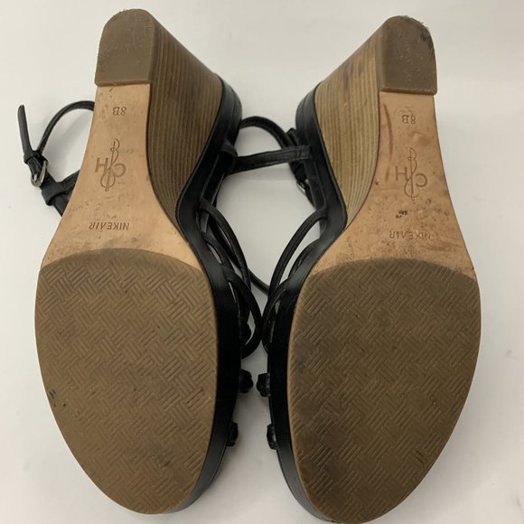 Cole Haan NikeAir Heels Slingback Sandal Platform Wedge Black Leather Uppers 8 - Picture 8 of 12